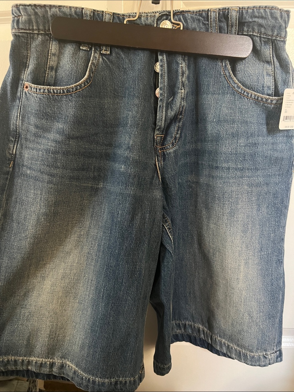We The Free women  Washed Blue Denim Button-Fly Shorts